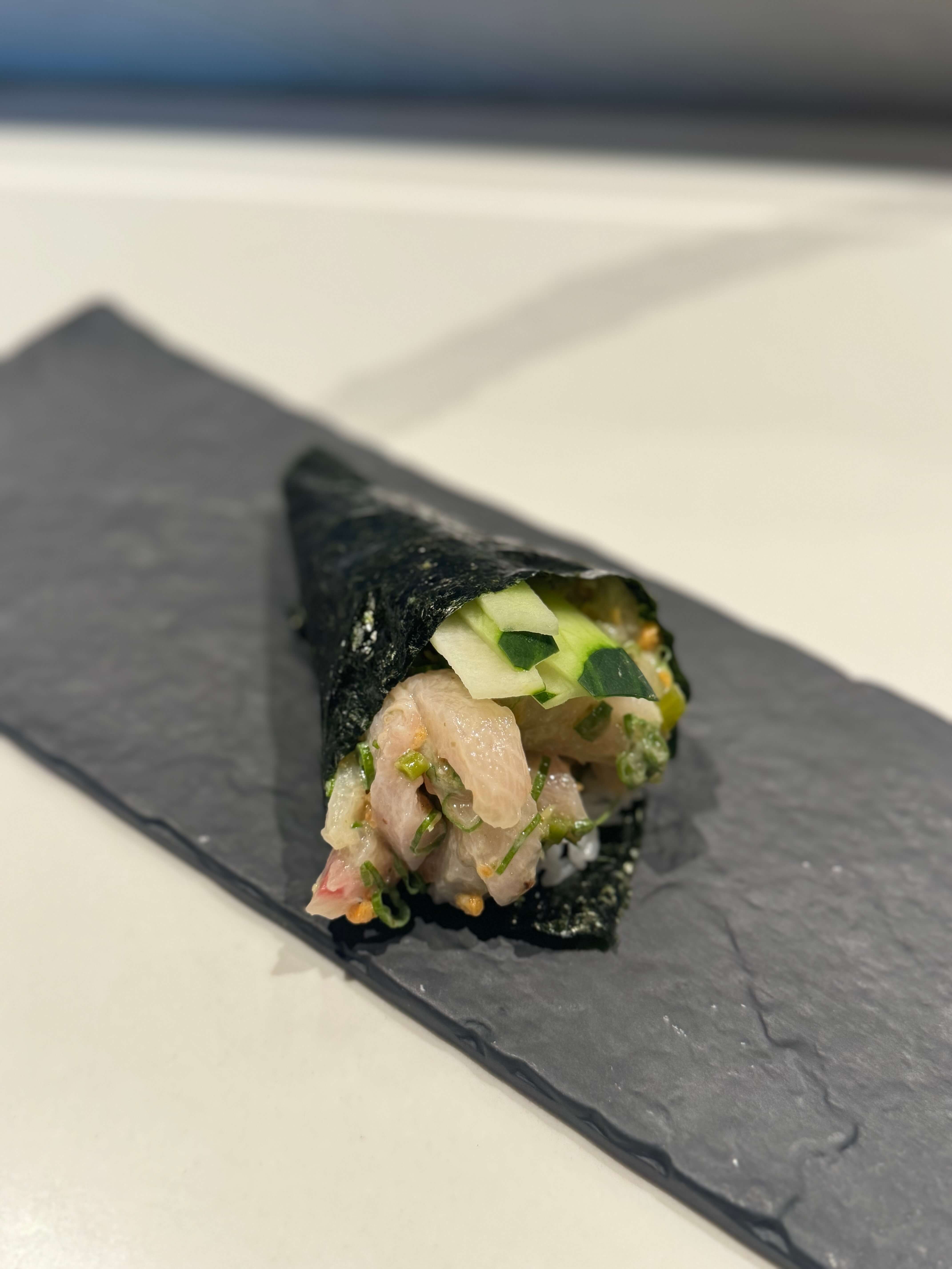 Hamachi Agua Chile Hand Roll